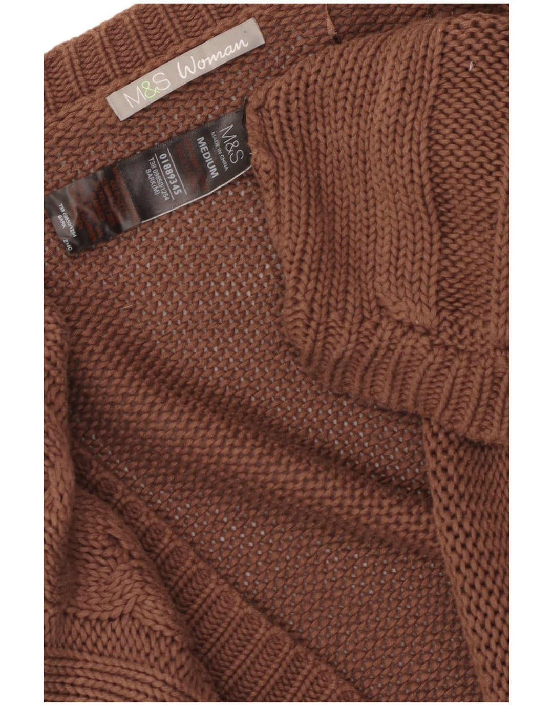 Женский кардиган с рукавом 3/4 Marks & Spencer UK 14, средний коричневый цвет
