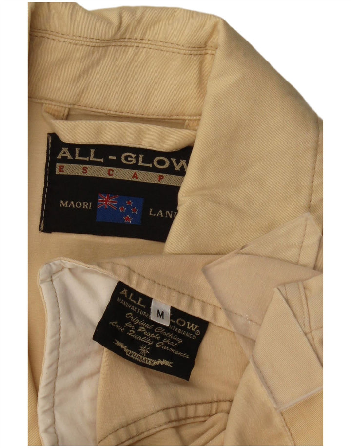 ALL-GLOW ESCAPE Mens 3 Button Bomber Jacket UK 38 Medium Beige Cotton