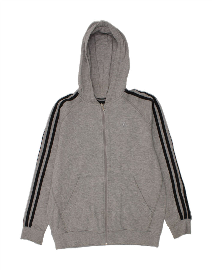 ADIDAS Boys Zip Hoodie Sweater 13-14 Years Grey Vintage Adidas and Second-Hand Adidas from Messina Hembry 