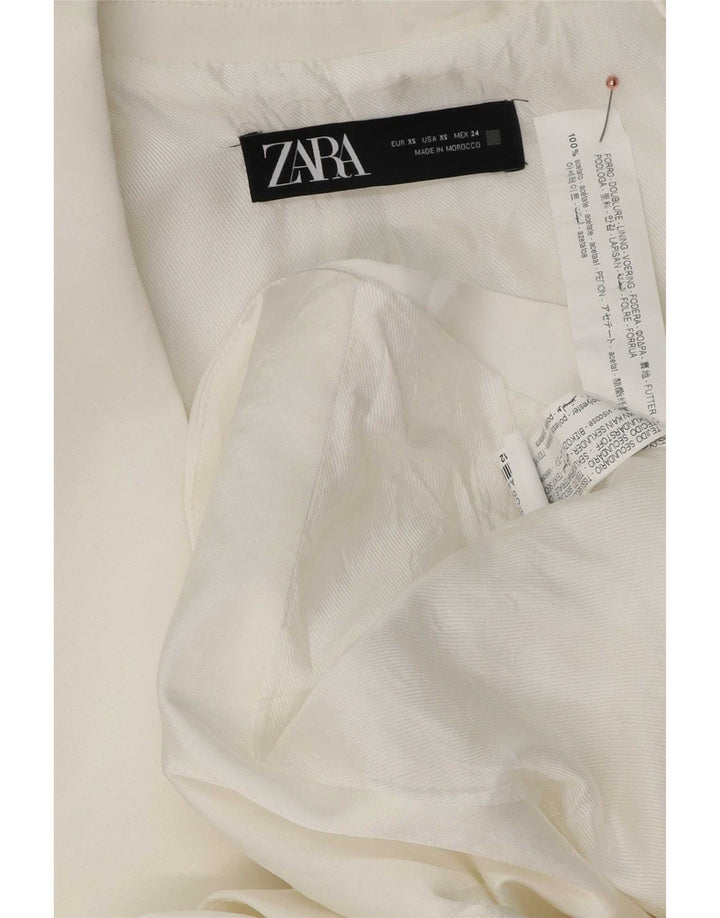 Женский пиджак оверсайз на 1 пуговице Zara UK 6 XS, белая вискоза