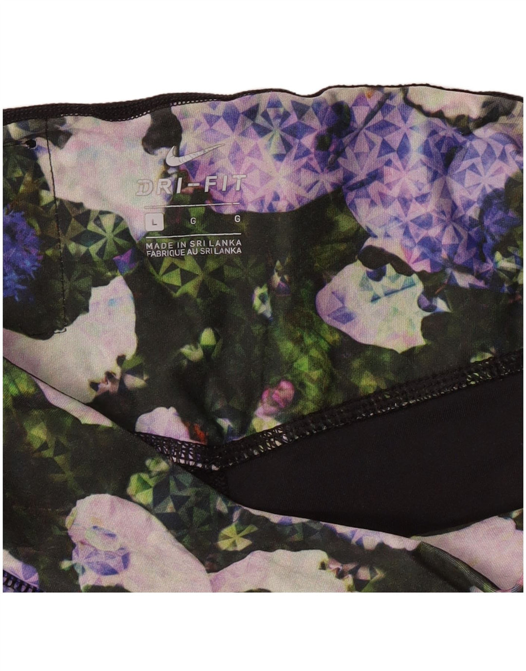 Женские леггинсы-капри Nike Dri Fit UK 14, большие черные с цветочным принтом