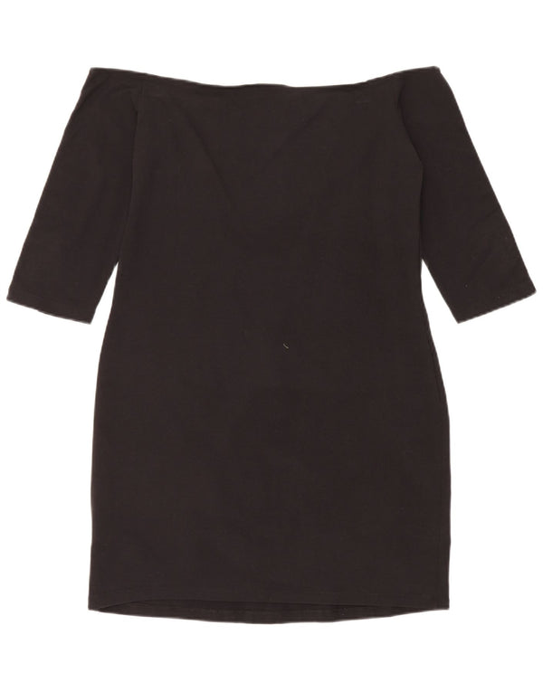 Adidas Womens 3/4 Sleeve Off Shoulder Dress UK 18 XL Black Cotton Sports