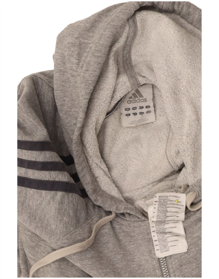 ADIDAS Mens Zip Hoodie Sweater Small Grey Cotton