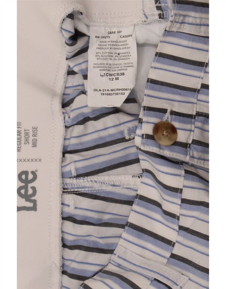 LEE Womens Mid Rise Regular Fit Cargo Shorts US 12 Large W36  Blue Striped Vintage Lee and Second-Hand Lee from Messina Hembry 
