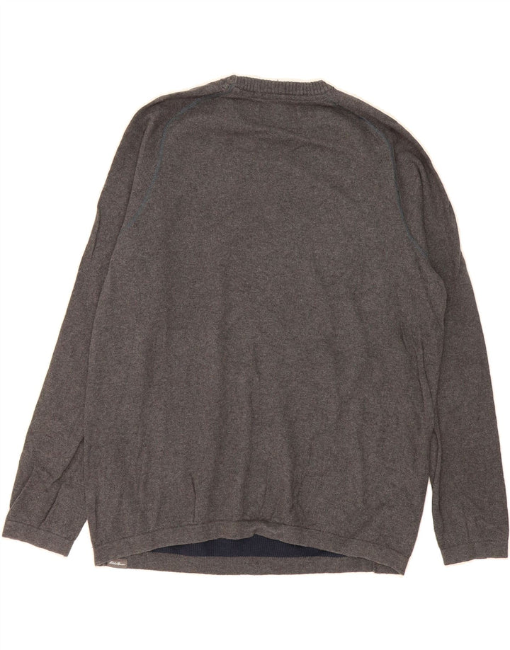 EDDIE BAUER Mens Crew Neck Jumper Sweater Large Navy Blue Colourblock Vintage Eddie Bauer and Second-Hand Eddie Bauer from Messina Hembry 
