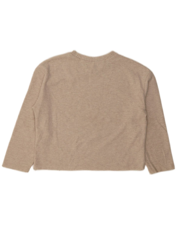 Женская блузка свободного кроя Zara Top UK 14, средний бежевый хлопок