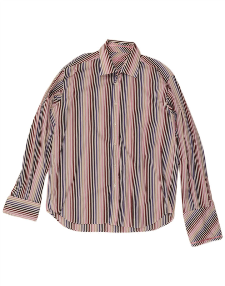 Мужская деловая рубашка Ted Baker, размер 17 1/2 XL, хлопок в разноцветную полоску