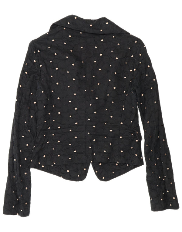 Женский укороченный пиджак на 2 пуговицах Benetton IT 42 Medium Black Spotted