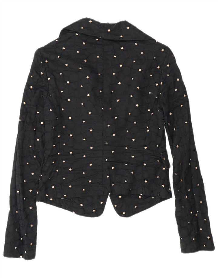 Женский укороченный пиджак на 2 пуговицах Benetton IT 42 Medium Black Spotted