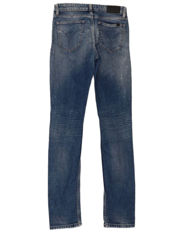 Женские потертые джинсы скинни Calvin Klein W25 L32, синий хлопок