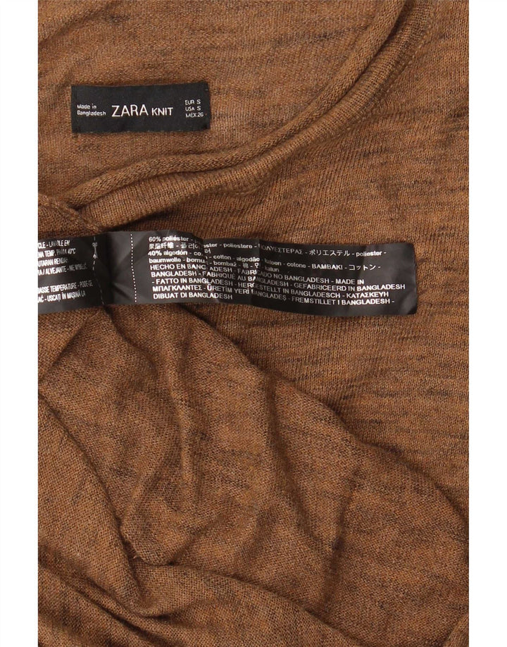 Женское асимметричное платье-джемпер Zara UK 10, маленькое коричневое полиэстер