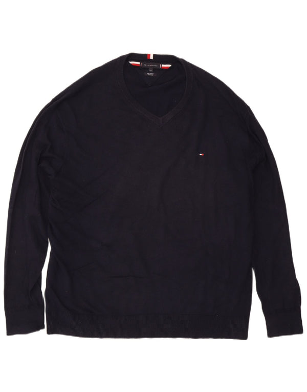 Мужской джемпер Tommy Hilfiger с v-образным вырезом 3XL, темно-синий, хлопок