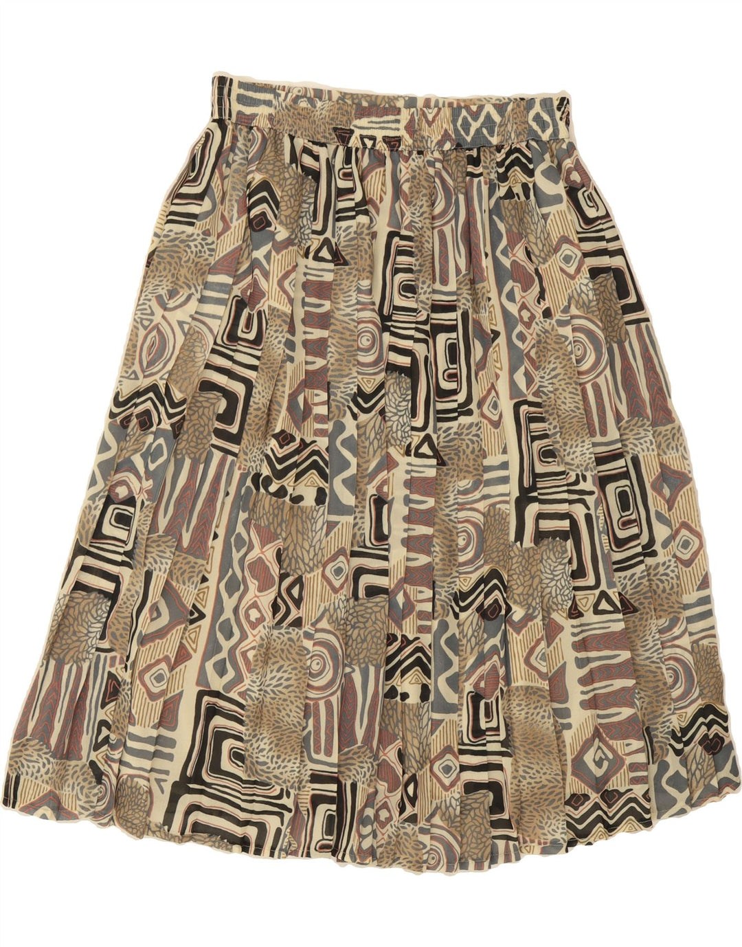 VINTAGE Womens Knife Pleated Skirt IT 42 Medium W30 Grey Geometric Vintage Vintage and Second-Hand Vintage from Messina Hembry 