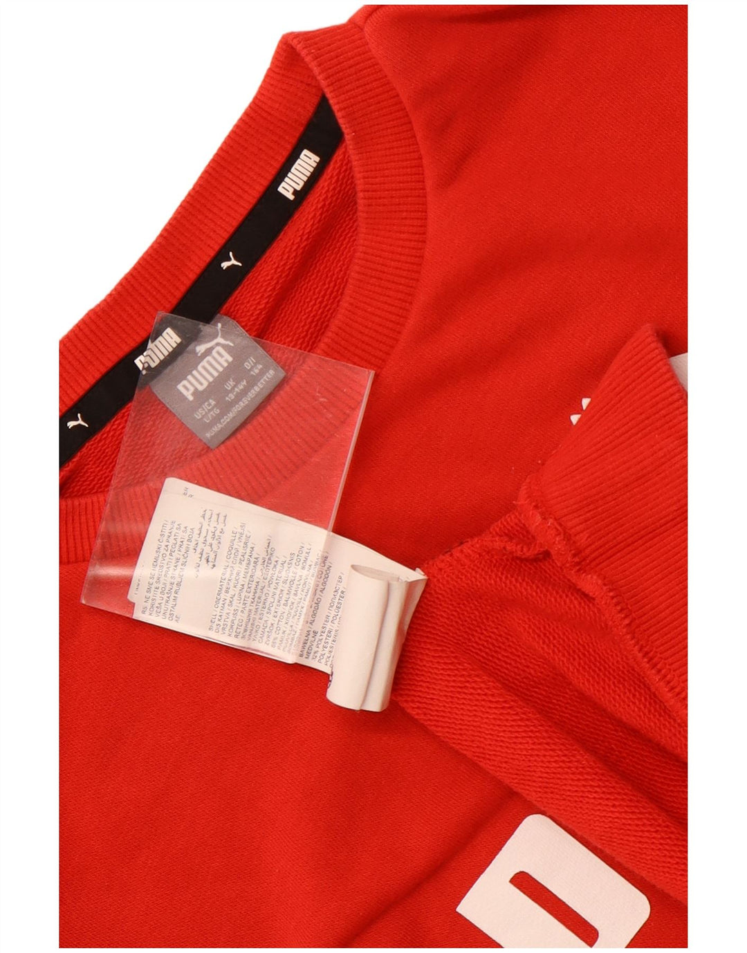 Джемпер с рисунком Puma для девочек 13–14 лет, красный хлопок