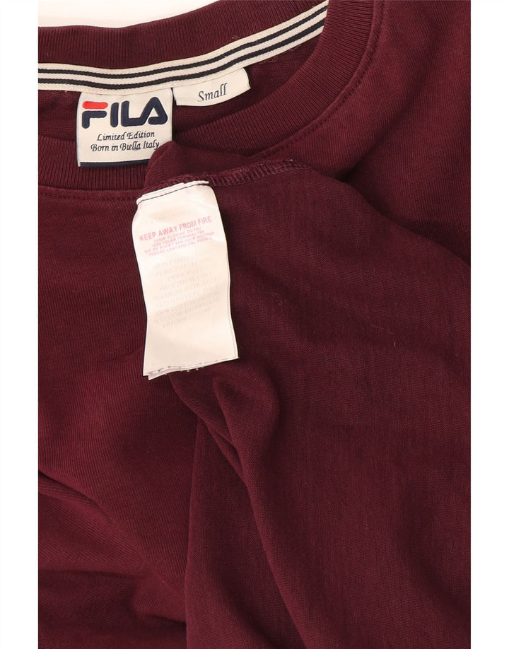Мужской топ Fila с длинным рукавом, маленький бордовый хлопок