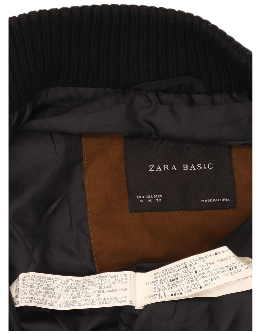 Женский стеганый жилет Zara UK 12, средний черный, полиэстер с цветными блоками