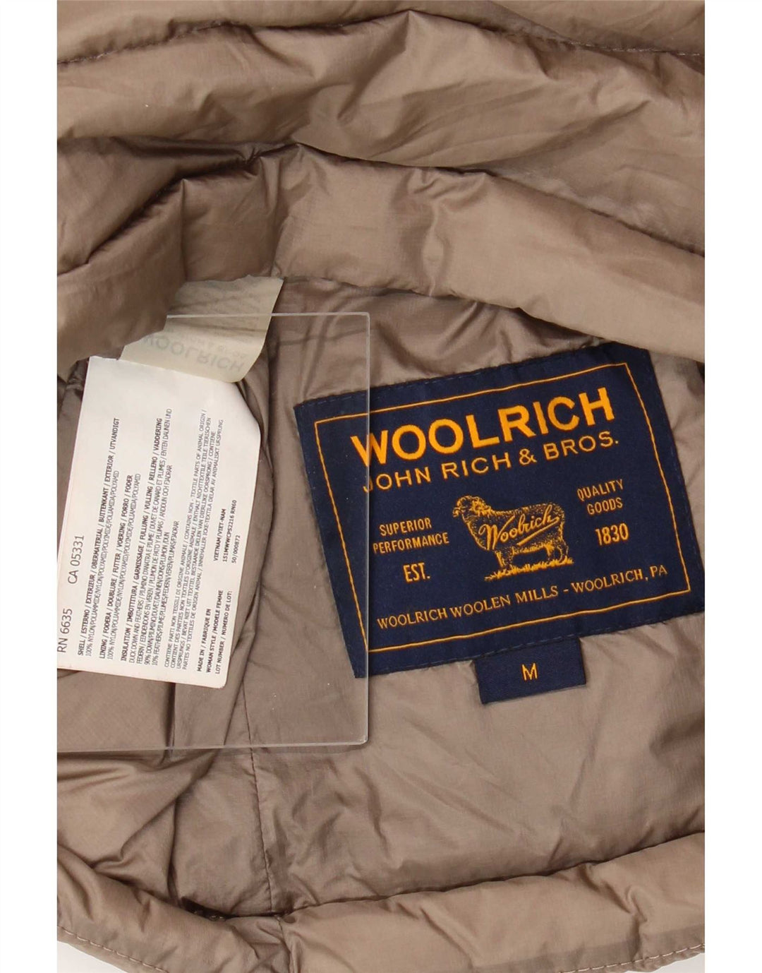 Женская стеганая куртка Woolrich UK 12, средний коричневый нейлон