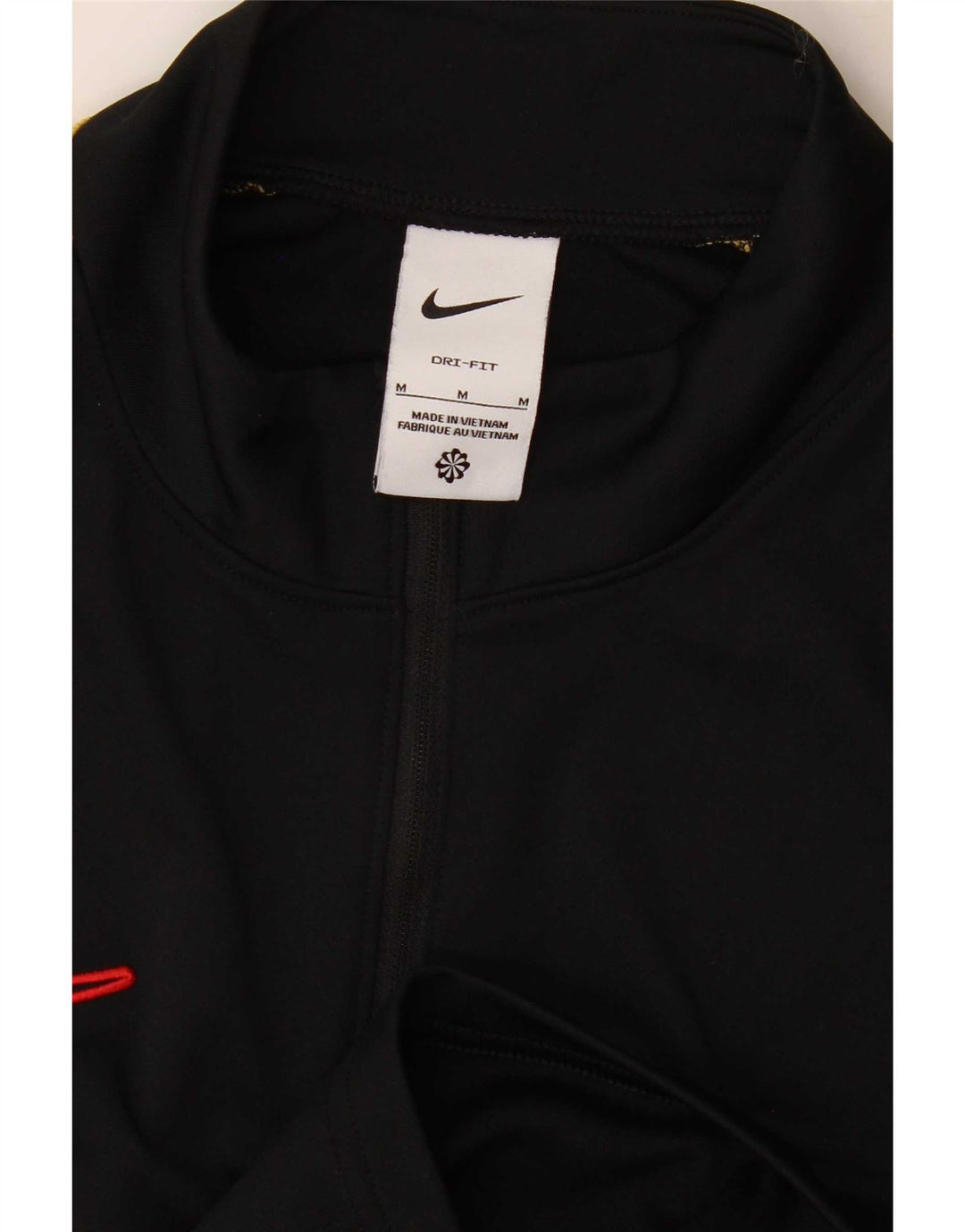 Мужской пуловер с воротником на молнии Nike Dri Fit, спортивный костюм среднего размера, черный с цветными блоками