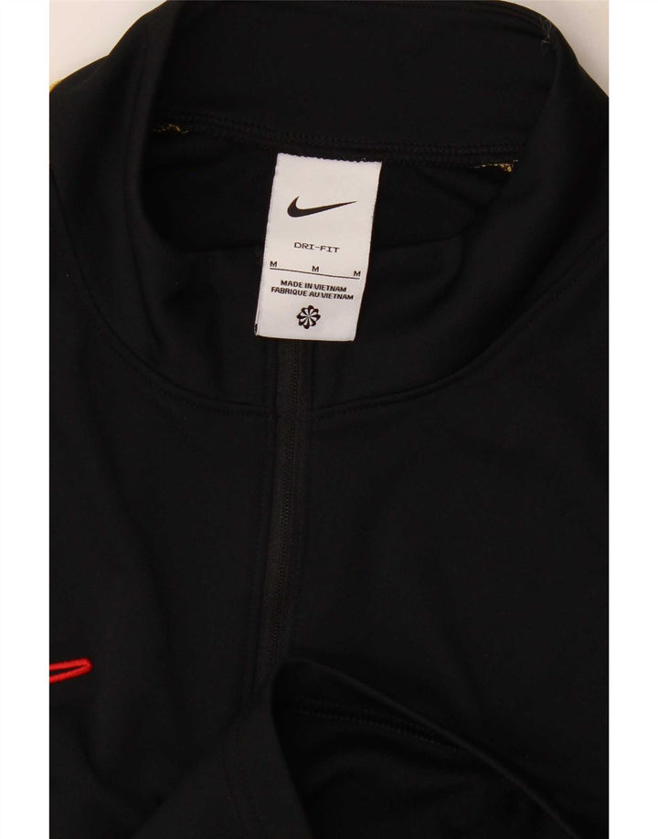 Мужской пуловер с воротником на молнии Nike Dri Fit, спортивный костюм среднего размера, черный с цветными блоками