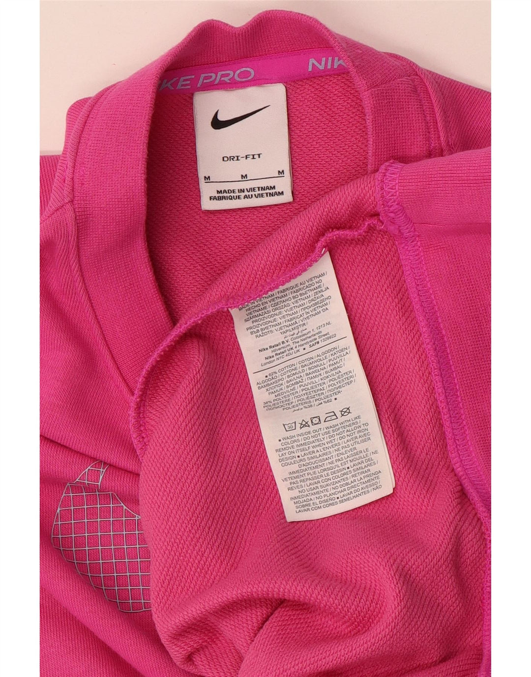 Женский джемпер большого размера с рисунком Nike UK 14, хлопковый средний розовый цвет
