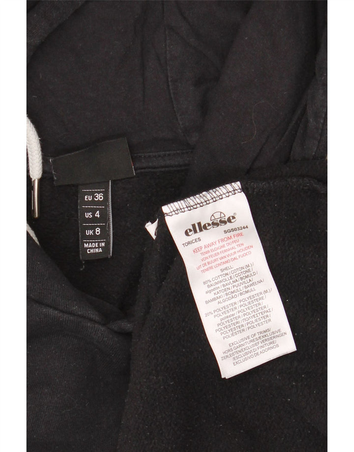 ELLESSE Женский джемпер с капюшоном оверсайз с рисунком UK 8, маленький, черный, хлопок