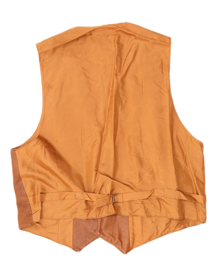 ВИНТАЖНЫЙ Мужской кожаный жилет большой коричневый кожаный