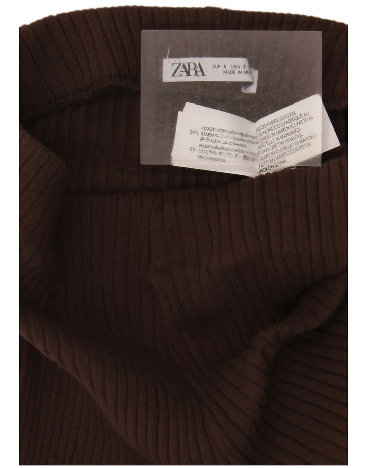 Женские леггинсы Zara UK 8, маленькие, коричневые, хлопковые