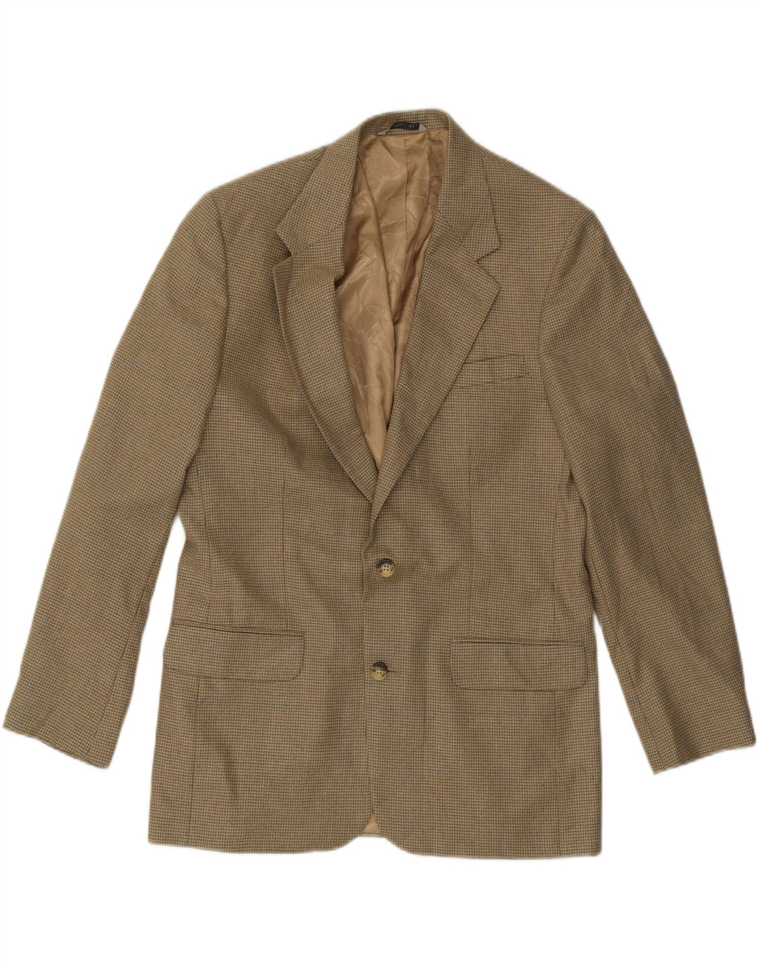 EDDIE BAUER Mens 2 Button Blazer Jacket UK 40 Large Khaki Houndstooth Silk Vintage Eddie Bauer and Second-Hand Eddie Bauer from Messina Hembry 