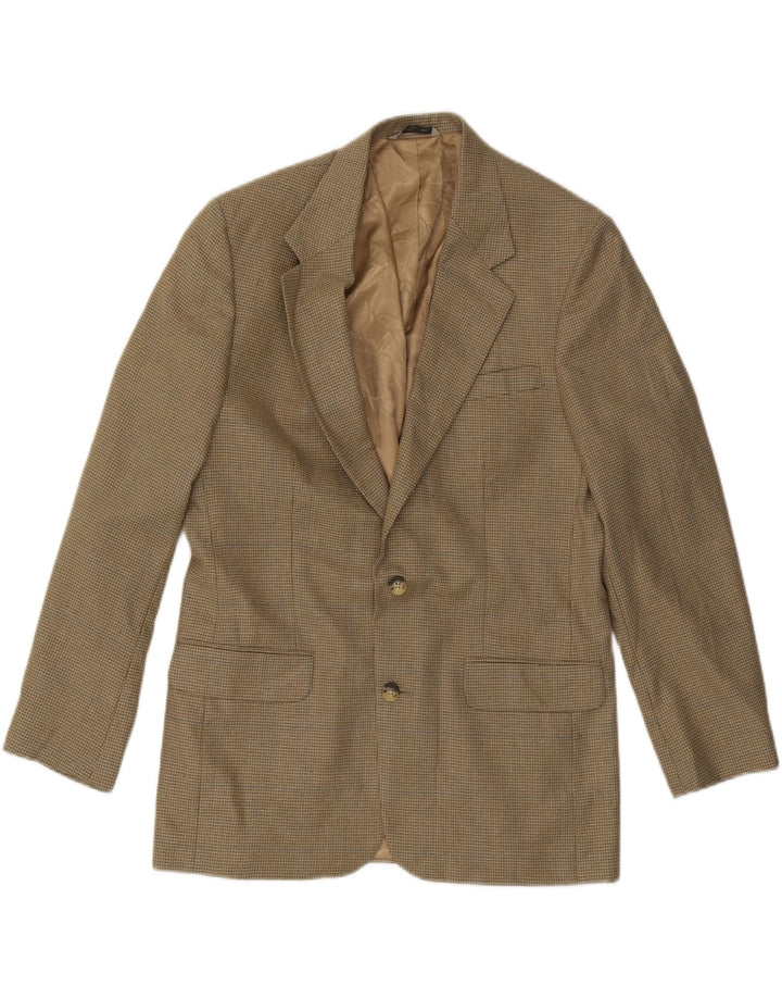 EDDIE BAUER Mens 2 Button Blazer Jacket UK 40 Large Khaki Houndstooth Silk Vintage Eddie Bauer and Second-Hand Eddie Bauer from Messina Hembry 