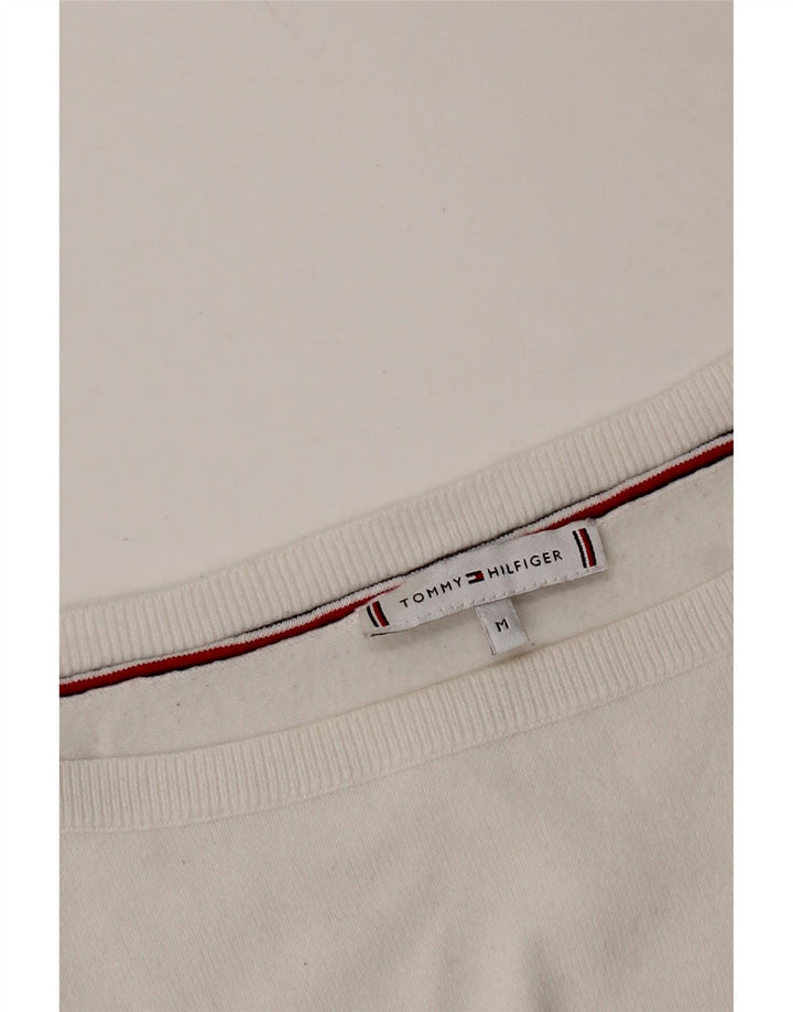 TOMMY HILFIGER Женский свитер с вырезом «лодочка» UK 14 Средний Белый