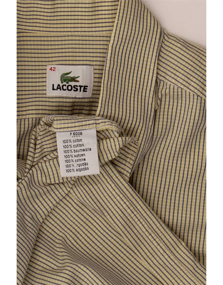 Мужская рубашка с коротким рукавом Lacoste, размер 42, большая желтая клетка, хлопок
