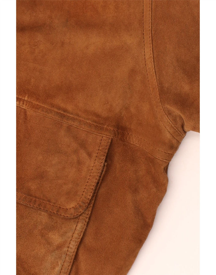 Винтажная мужская замшевая куртка-бомбер IT 58 4XL Коричневая кожаная