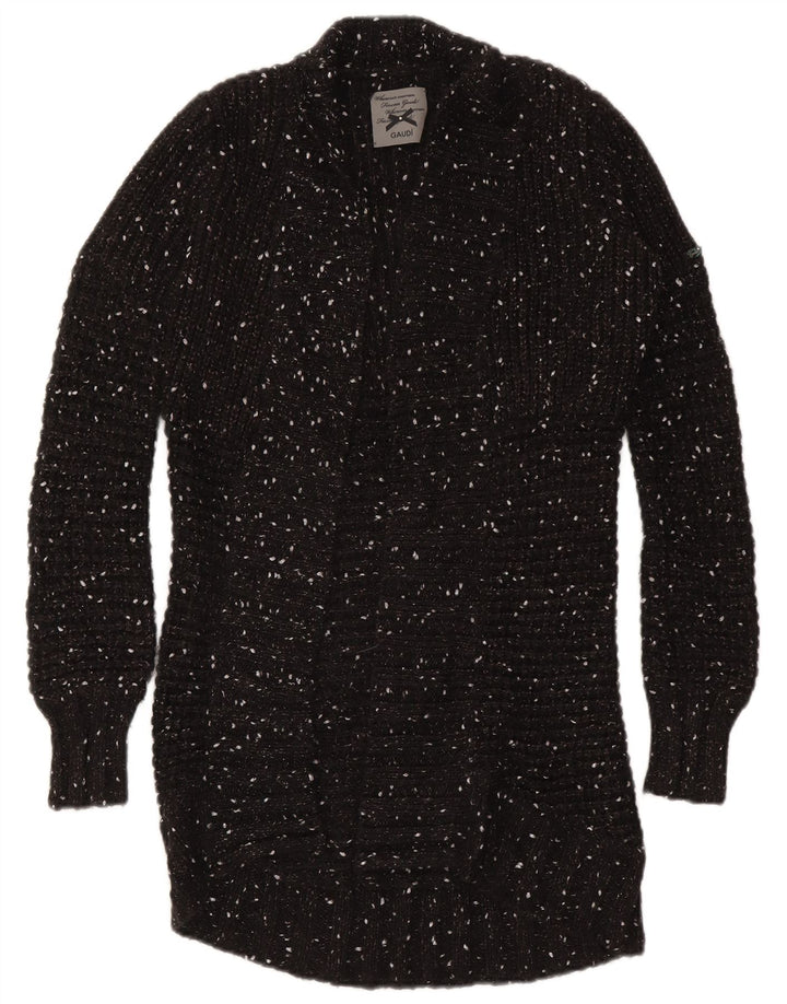 Женский удлиненный открытый кардиган Gaudi, Великобритания 10, маленький нейлоновый черный в крапинку