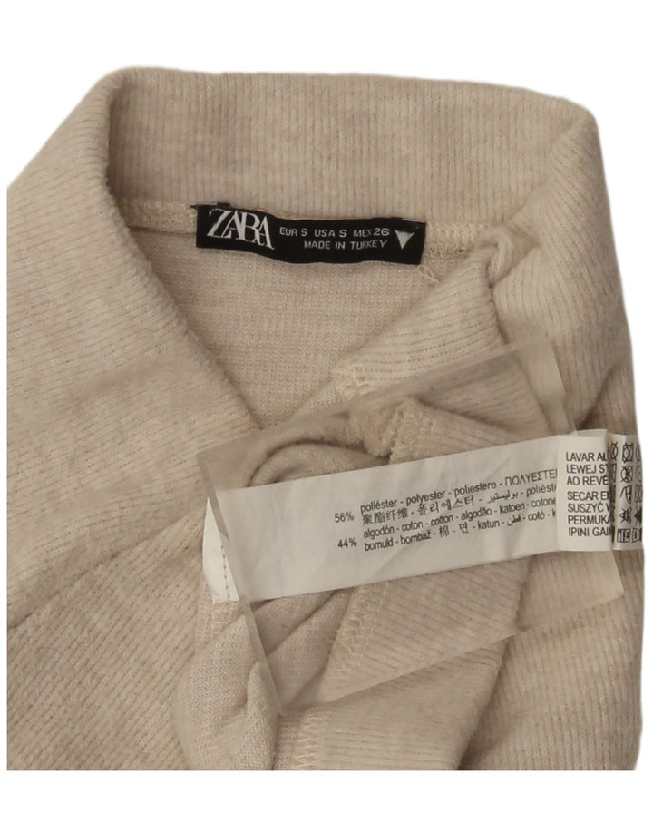 Женская юбка-миди с завышенной талией Zara, маленькая W26, бежевый полиэстер