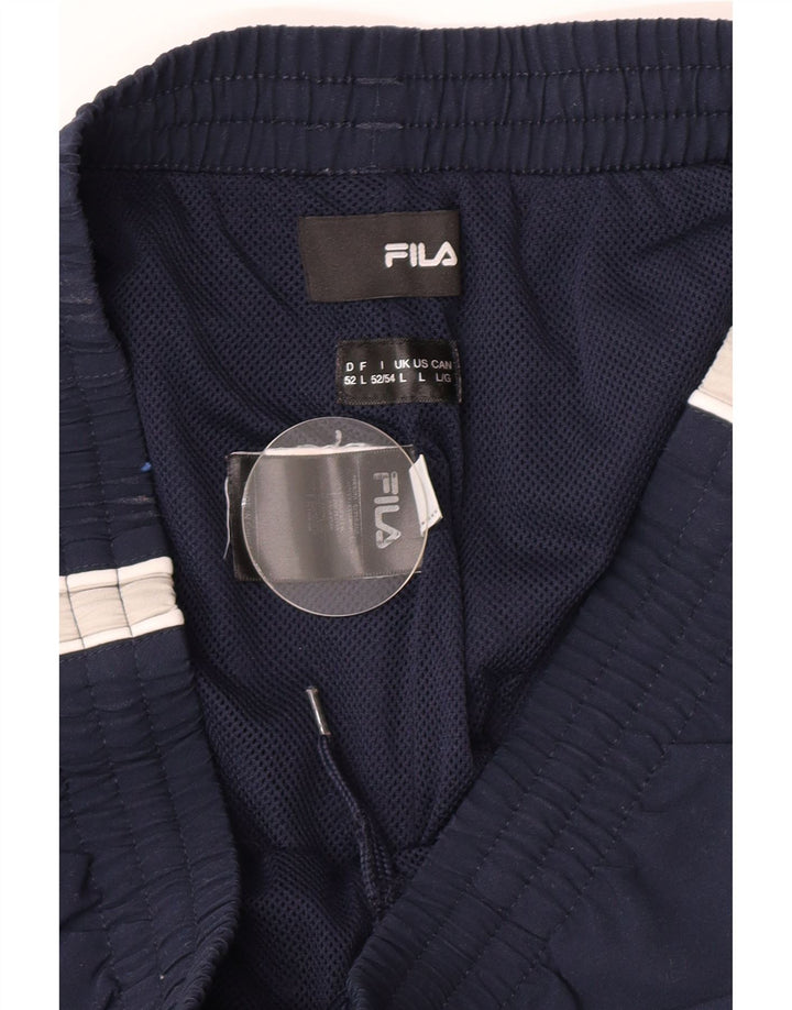 Fila Мужские спортивные брюки с графическим рисунком, большие темно-синие, полиэстер с цветными блоками