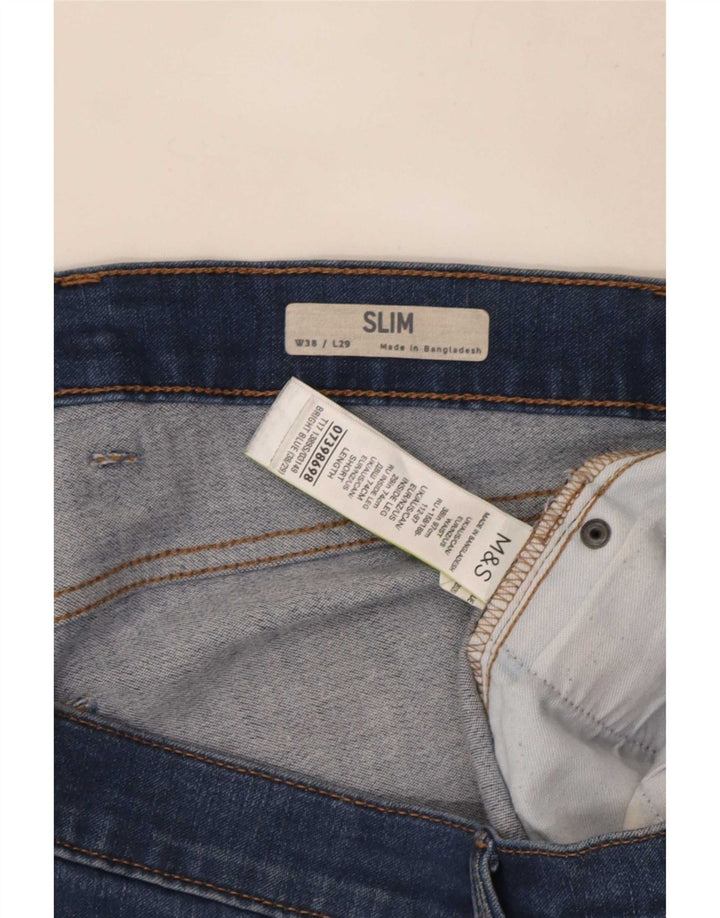 Мужские узкие джинсы Marks & Spencer W38 L29 синие, хлопок