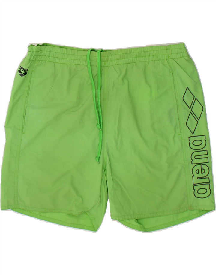 ARENA Mens Graphic Sport Shorts Large Green Vintage Arena and Second-Hand Arena from Messina Hembry 