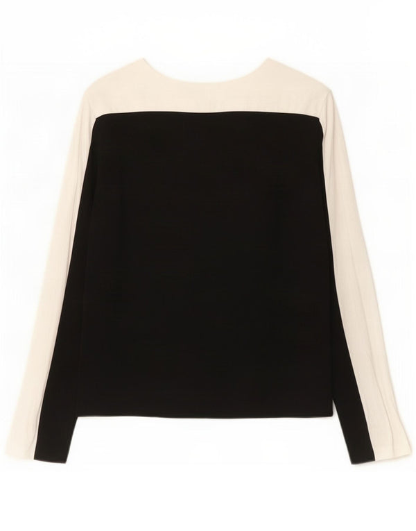 Женская блузка с длинным рукавом Zara Top UK 12, средний черный, вискоза с цветными блоками