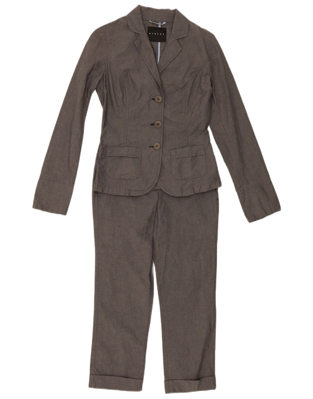 Женский костюм из двух предметов Sisley с 3 пуговицами IT 40, маленький W28 L23, серый хлопок