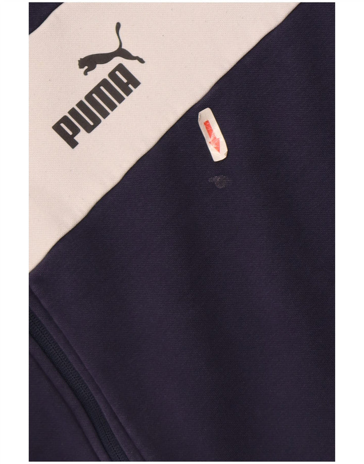 Мужской свитер с капюшоном на молнии Puma 2XL темно-синий из полиэстера с цветными блоками