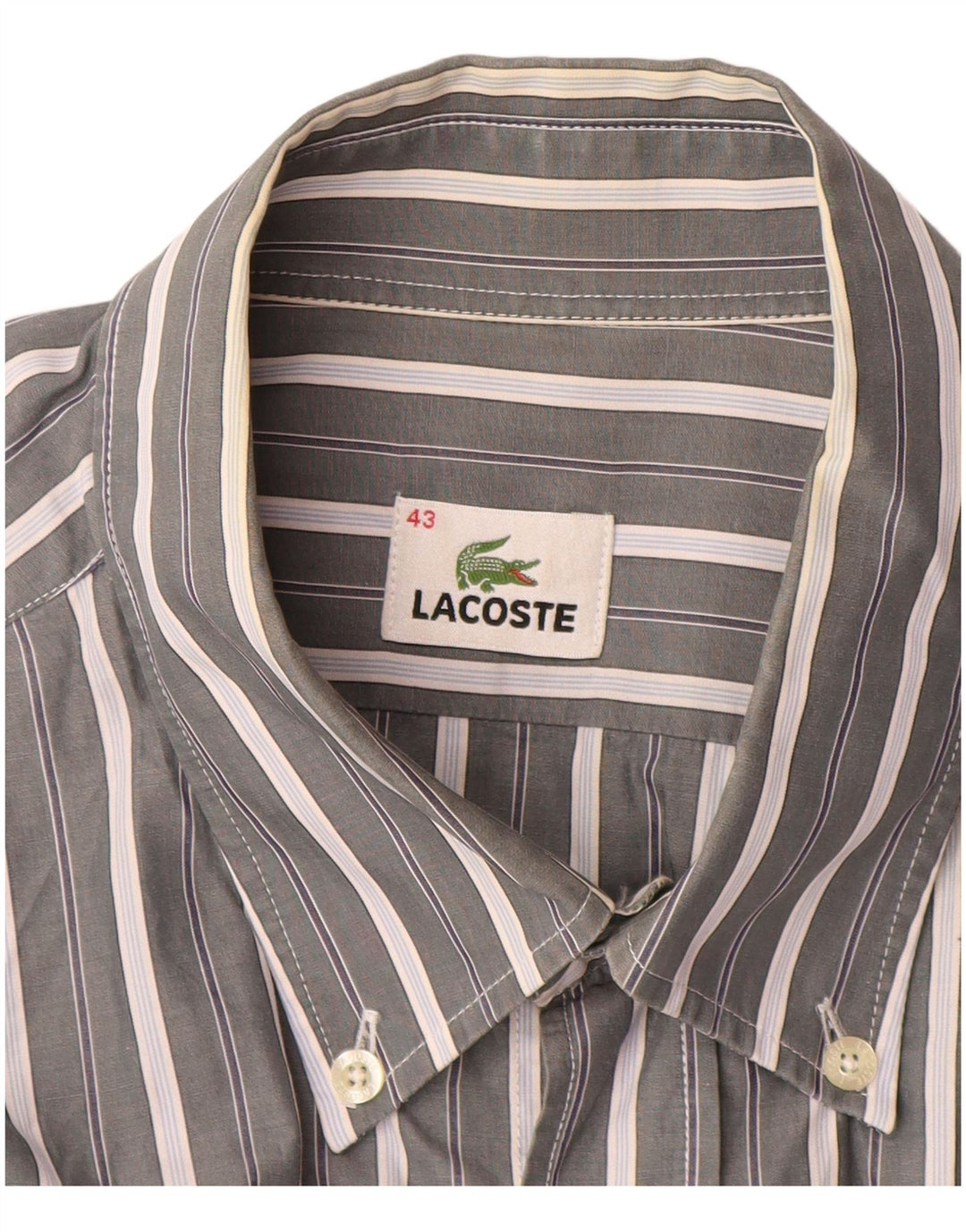 Мужская рубашка LACOSTE, размер 43, большая хлопковая серая полоска
