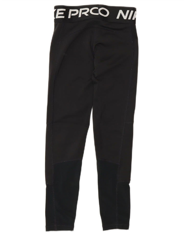 Леггинсы с рисунком Nike Dri Fit для девочек 8–9 лет, маленькие черные, полиэстер