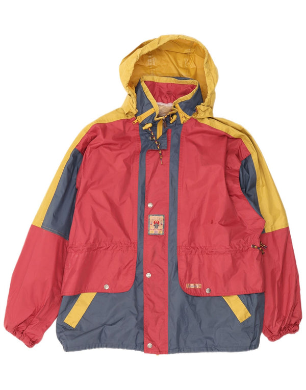 Мужская лыжная куртка с капюшоном Agu Sport UK 40, большая бордовая с цветными блоками