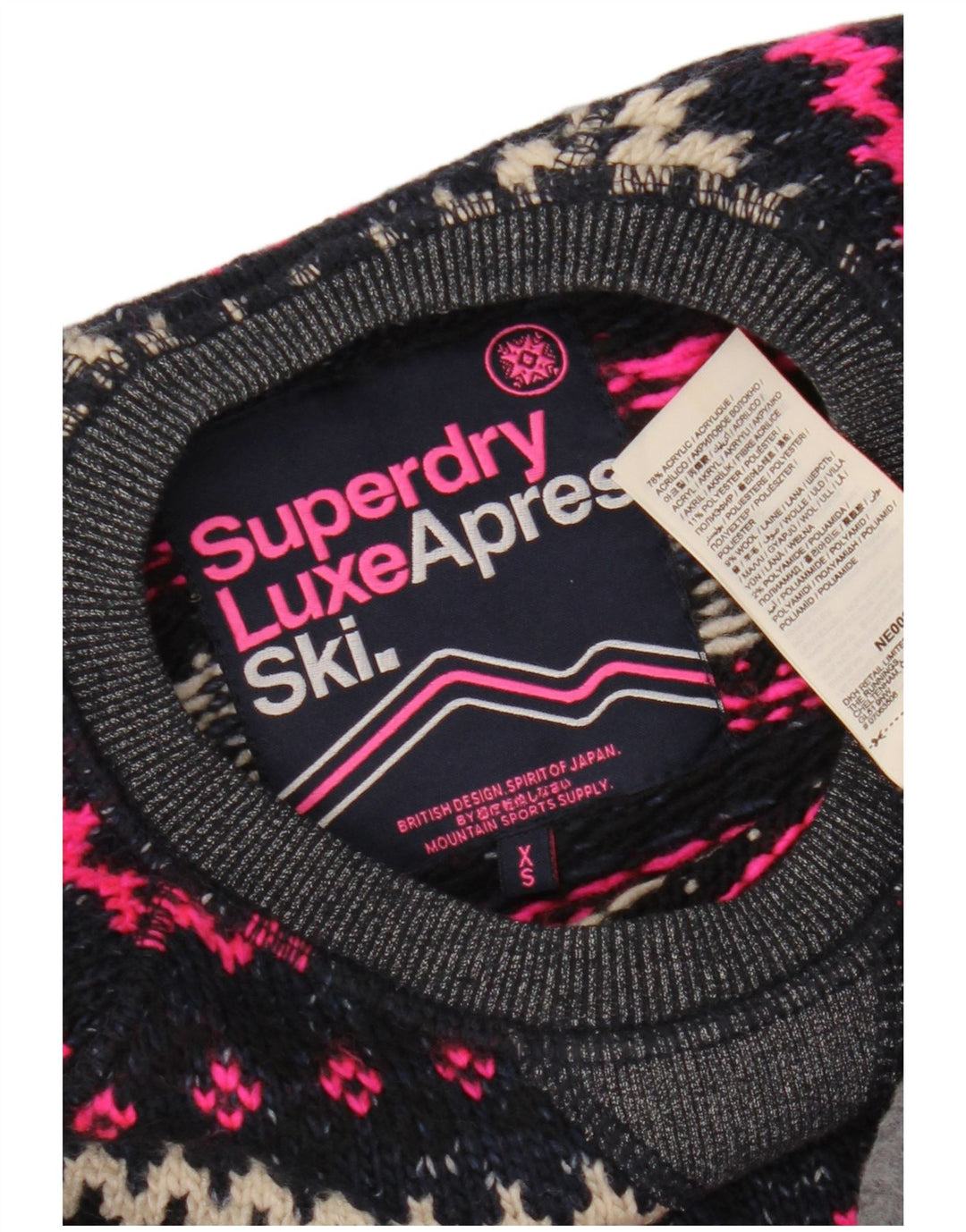 Женский свитер SUPERDRY с круглым вырезом UK 6 XS Темно-синий Fair Isle