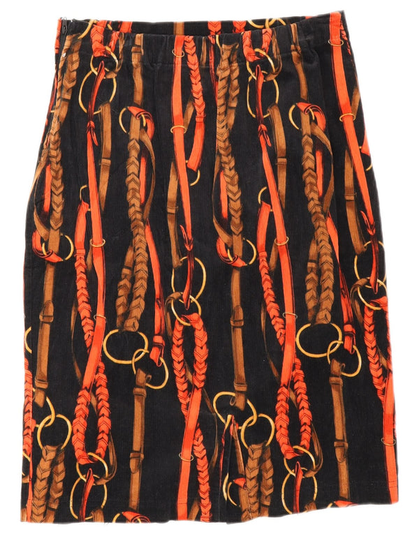 Винтажная женская вельветовая юбка с абстрактным узором W26, маленькая черная