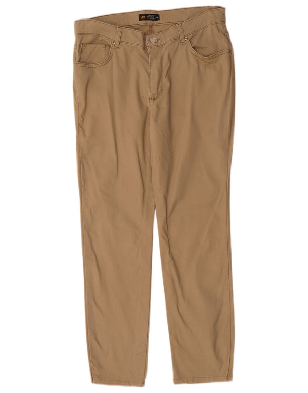 LEE Womens Mid Rise Relaxed Fit Casual Trousers US 12 Large W32 L27 Beige