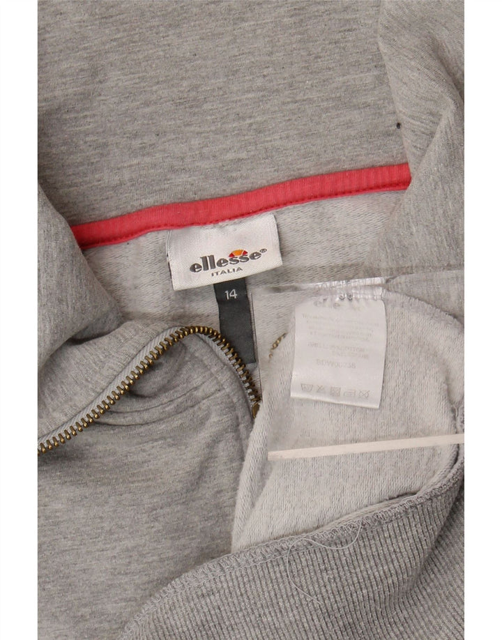 ELLESSE Girls Tracksuit Top Jacket 13-14 Years Grey Cotton