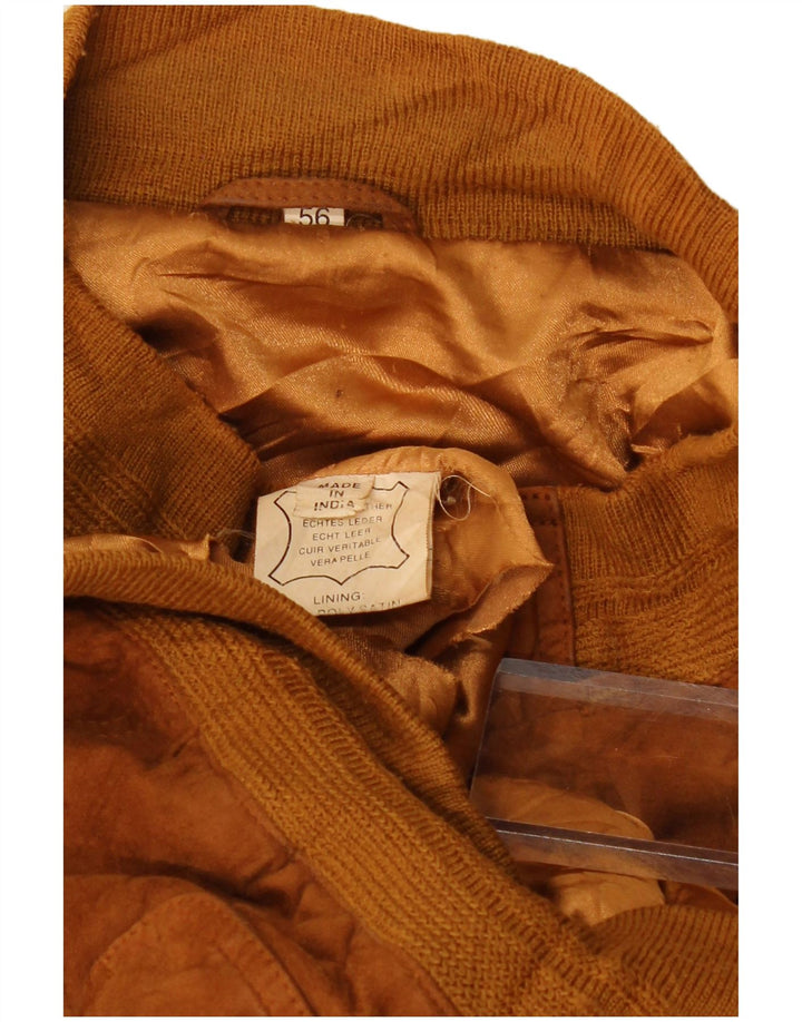 Винтажная мужская замшевая куртка-бомбер EU 56 3XL коричневая кожа