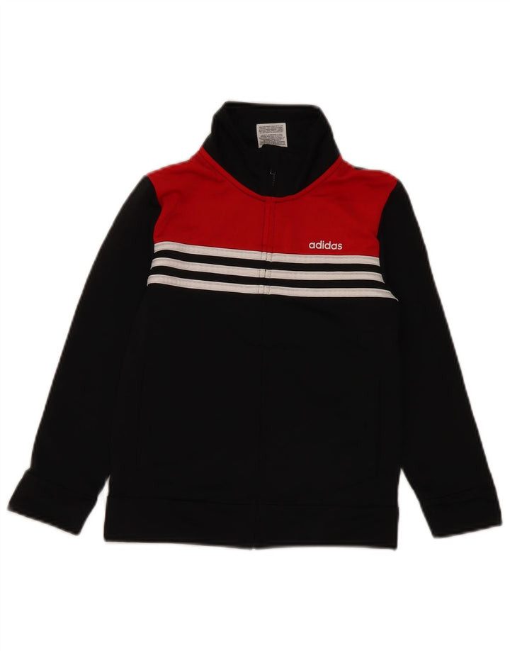 Спортивный костюм Adidas для мальчиков, верхняя куртка 5-6 лет, черный полиэстер с цветными блоками