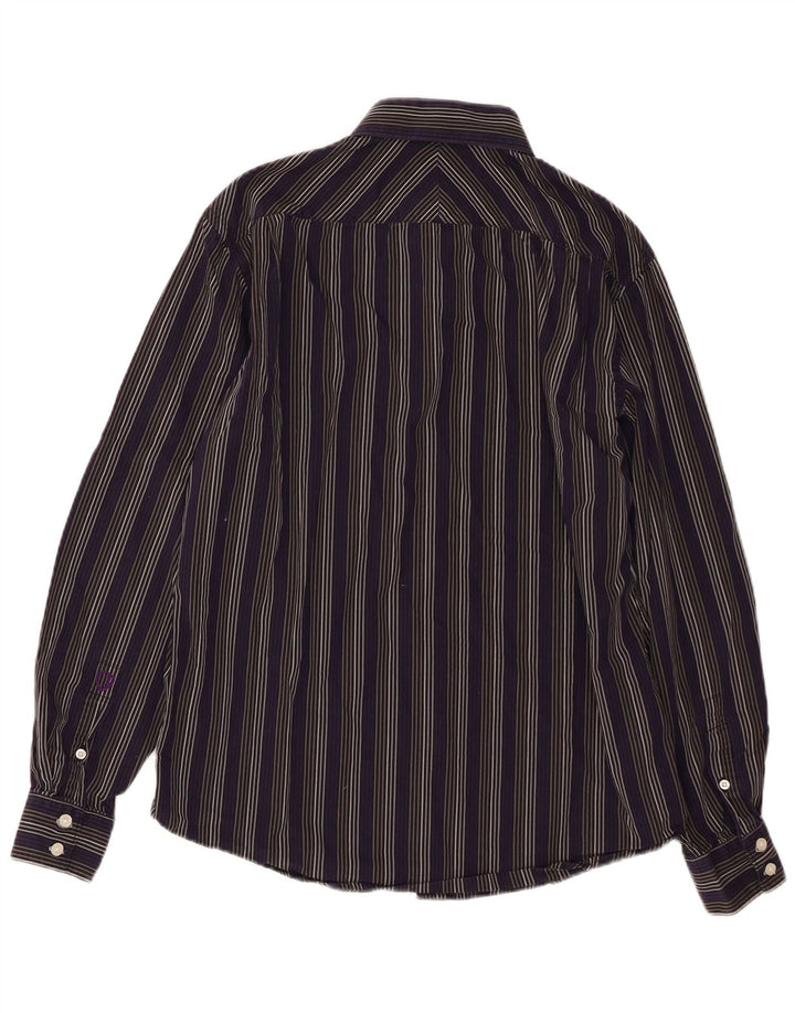 BEN SHERMAN Мужская рубашка из хлопка в фиолетовую полоску среднего размера